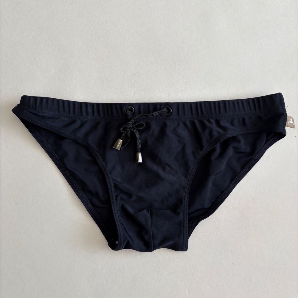 Black Swim Trunks with Elastic Waistband and Drawstring